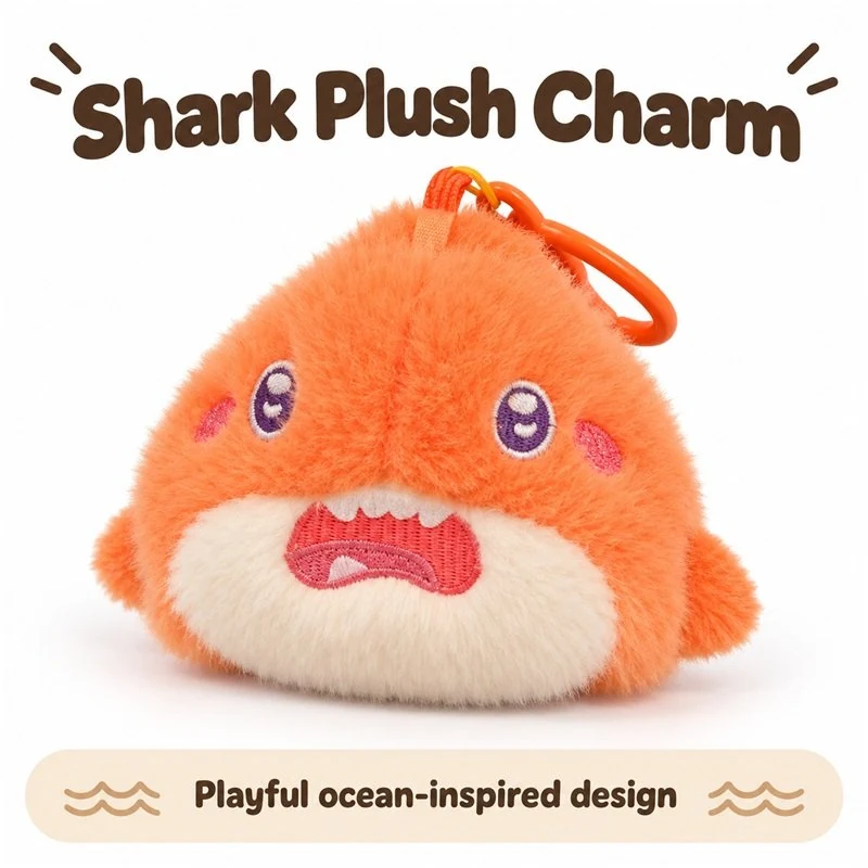 Orange Shark Plush Keychain
