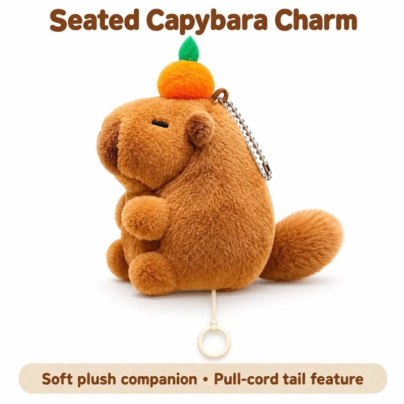 Orange Top Capybara Plush Keychain