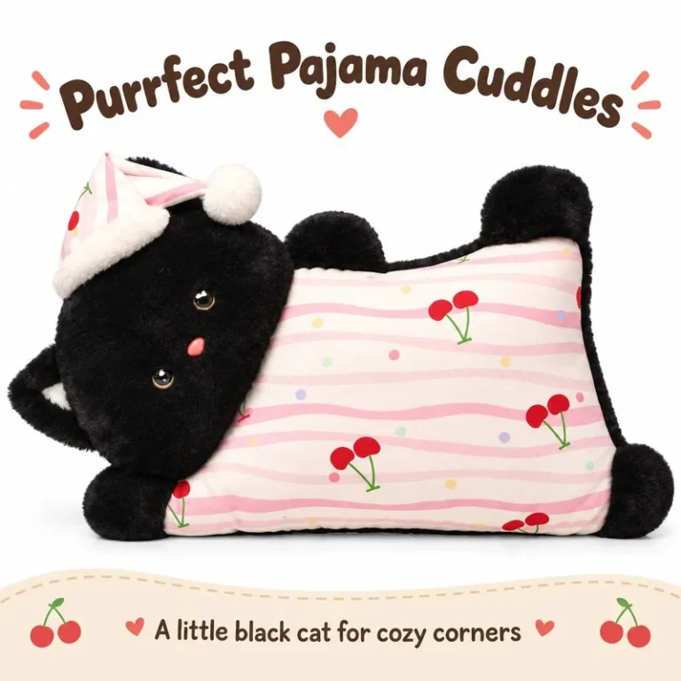 Pajama Black Cat Plush Pillow