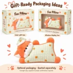 Pajama Orange Fox Plush Pillow — optional packaging concept; final artwork, fit and quotation require confirmation.