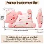 Pajama Pink Pig Plush Pillow — proposed size reference; dimensions require sample confirmation.