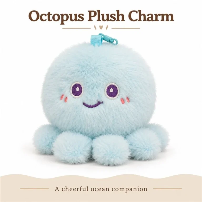 Pale Blue Octopus Plush Keychain