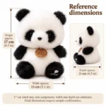 Compact Fluffy Panda Plush — proposed size reference; dimensions require sample confirmation.