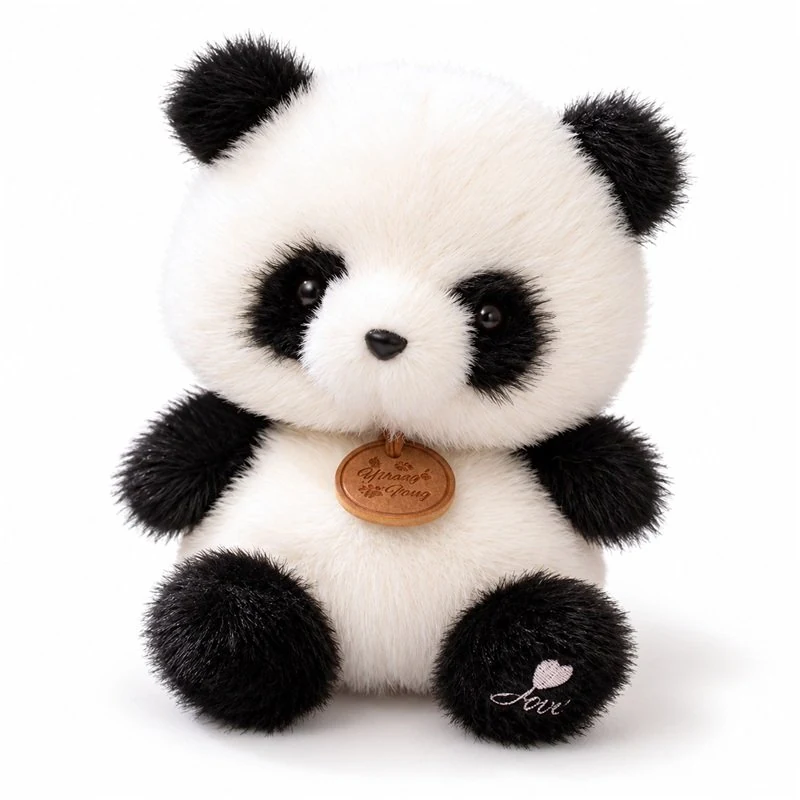 Compact Fluffy Panda Plush