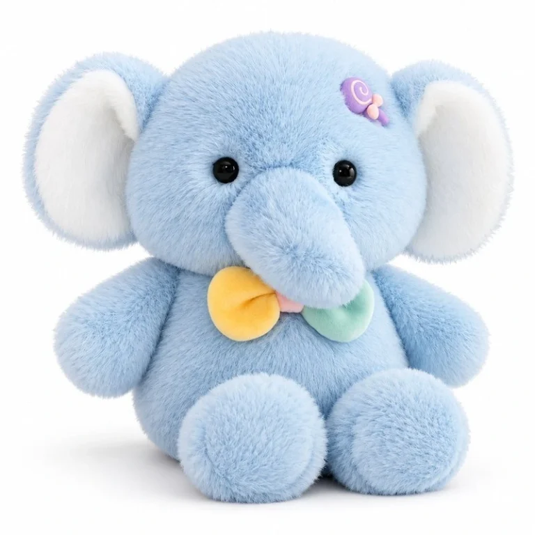 Pastel Bow Blue Elephant Plush