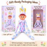 Pastel Bunny Ear Spring Elf Doll — optional packaging concept; final artwork, fit and quotation require confirmation.