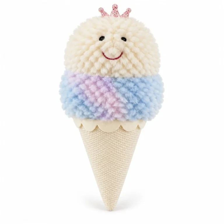 Pastel Crowned Ice Cream Cone Plush