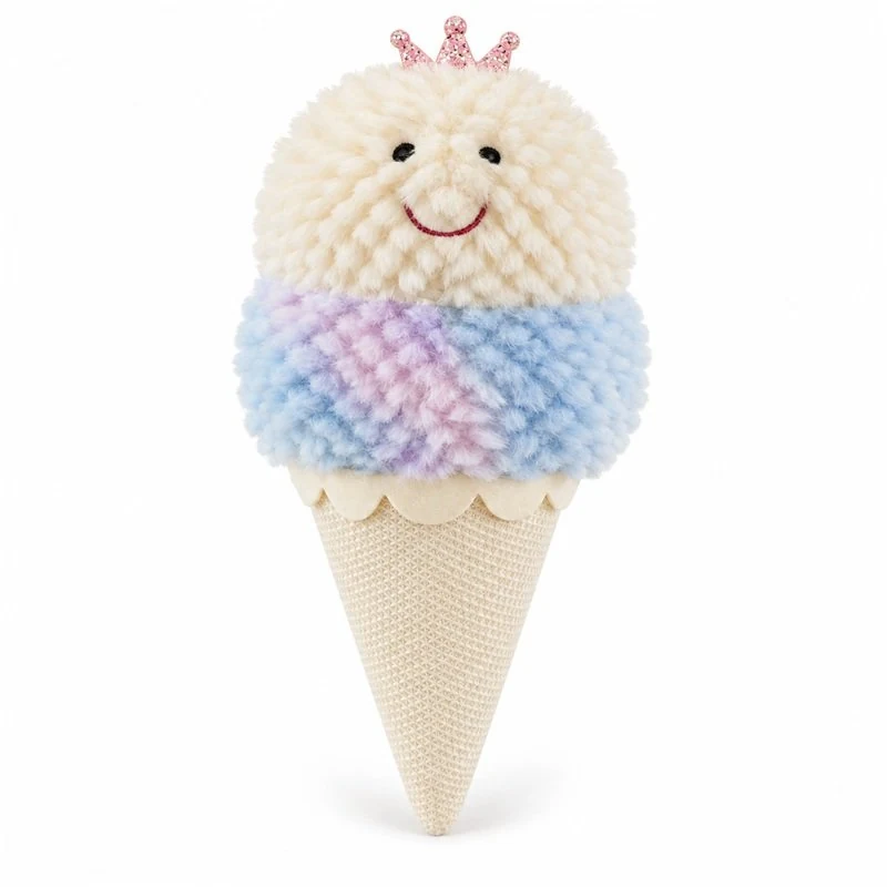 Pastel Crowned Ice Cream Cone Plush