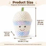 Pastel Striped Milk Tea Cup Plush — proposed size reference; dimensions require sample confirmation.