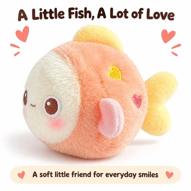 Peach Heart Fish Plush
