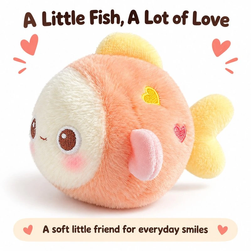Peach Heart Fish Plush
