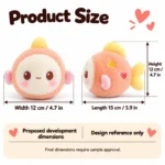 Peach Heart Fish Plush — proposed size reference; dimensions require sample confirmation.