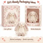 Personalized Floral Ear Bunny Plush — optional packaging concept; final artwork, fit and quotation require confirmation.