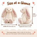 Personalized Floral Ear Bunny Plush — proposed size reference; dimensions require sample confirmation.
