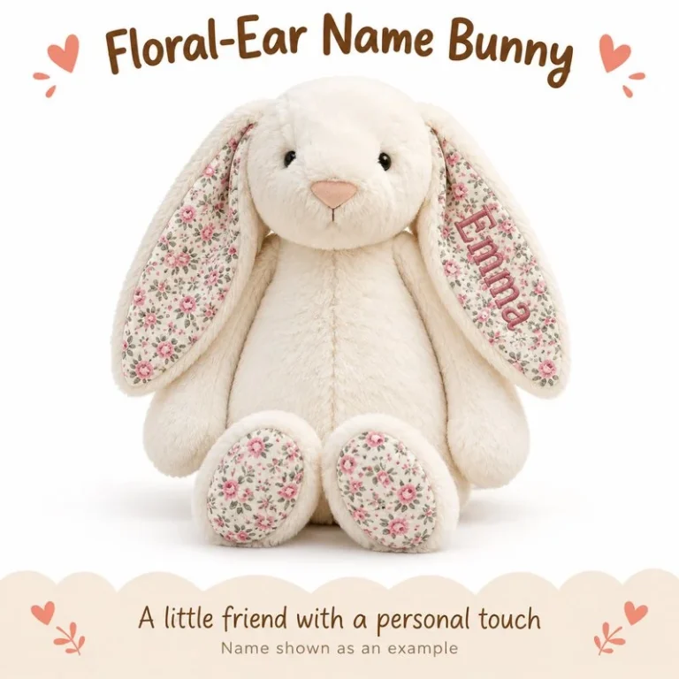 Personalized Floral Ear Bunny Plush