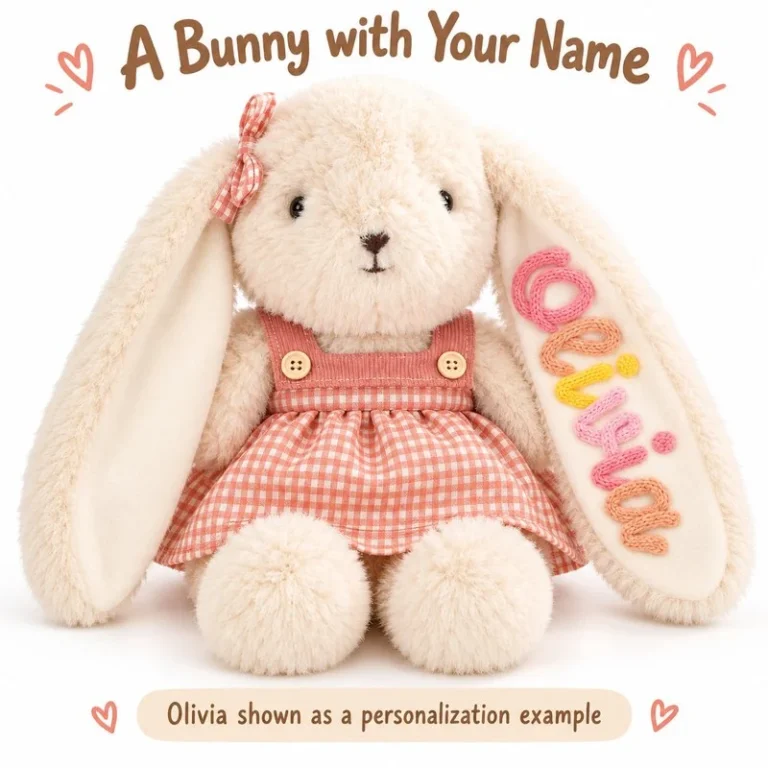 Personalized Gingham Dress Bunny Plush