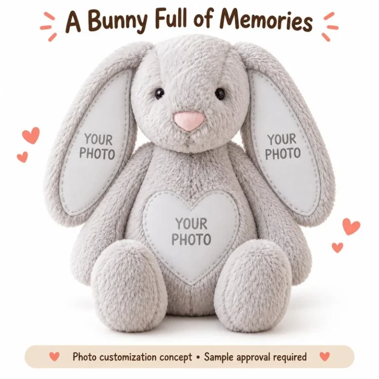 Personalized Photo Gray Bunny Plush