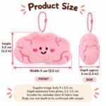 Pink Brain Plush Keychain — proposed size reference; dimensions require sample confirmation.