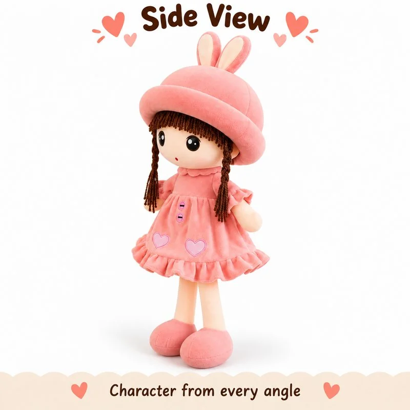 Pink Bunny Hat Cloth Doll — additional angle concept.