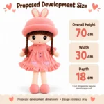 Pink Bunny Hat Cloth Doll — proposed size reference; dimensions require sample confirmation.