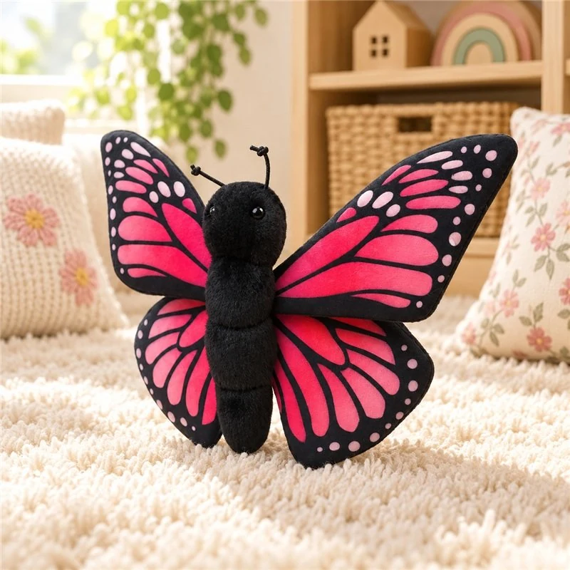 Illustrative application scene featuring pink butterfly stuffed animal; setting is a concept.