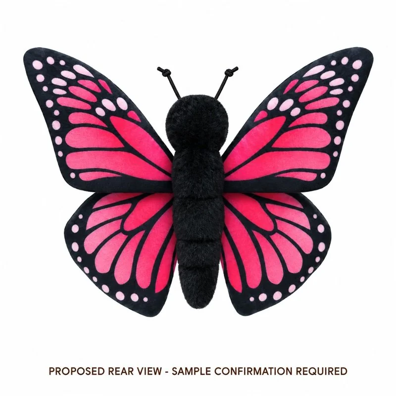 Pink Butterfly Stuffed Animal — back view concept
