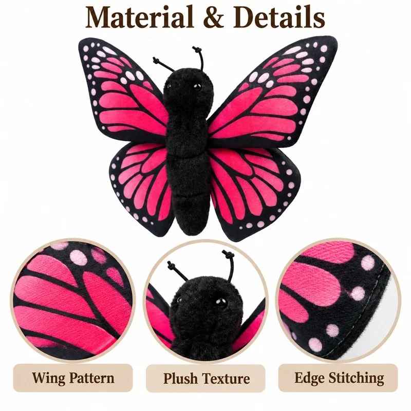 Pink Butterfly Stuffed Animal — construction detail concept