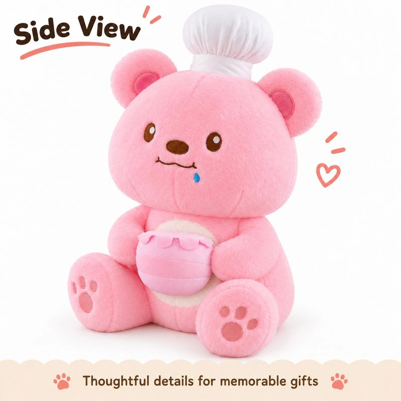 Pink Chef Bear With Jar Plush — additional angle concept.