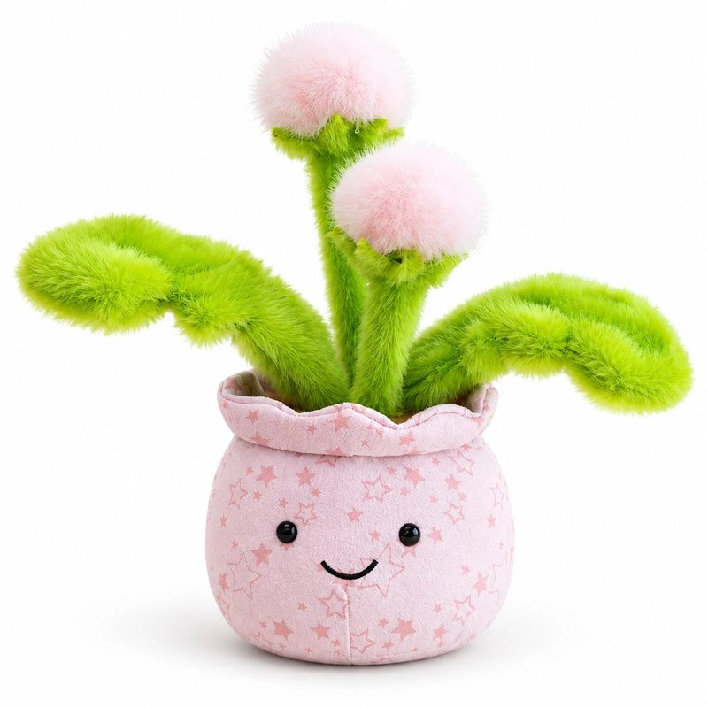 Pink Pom Pom Flower Pot Plush