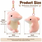 Pink Dolphin Plush Bag Charm — proposed size reference; dimensions require sample confirmation.