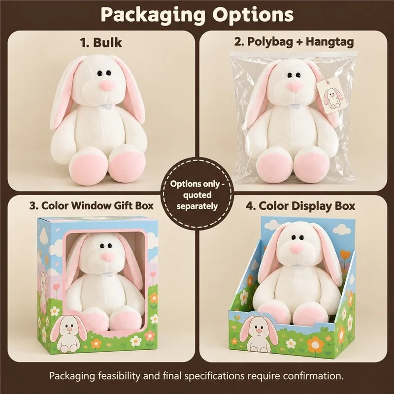 Pink Eared White Rabbit Plush — packaging concept