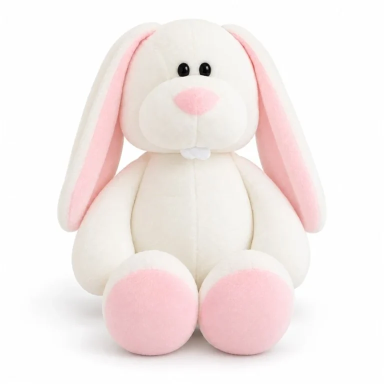 Pink Eared White Rabbit Plush