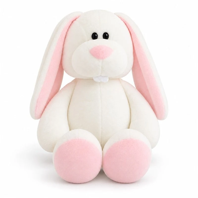 Pink Eared White Rabbit Plush — plush design concept