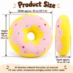 Pink Frosted Donut Plush Pillow — proposed size reference; dimensions require sample confirmation.