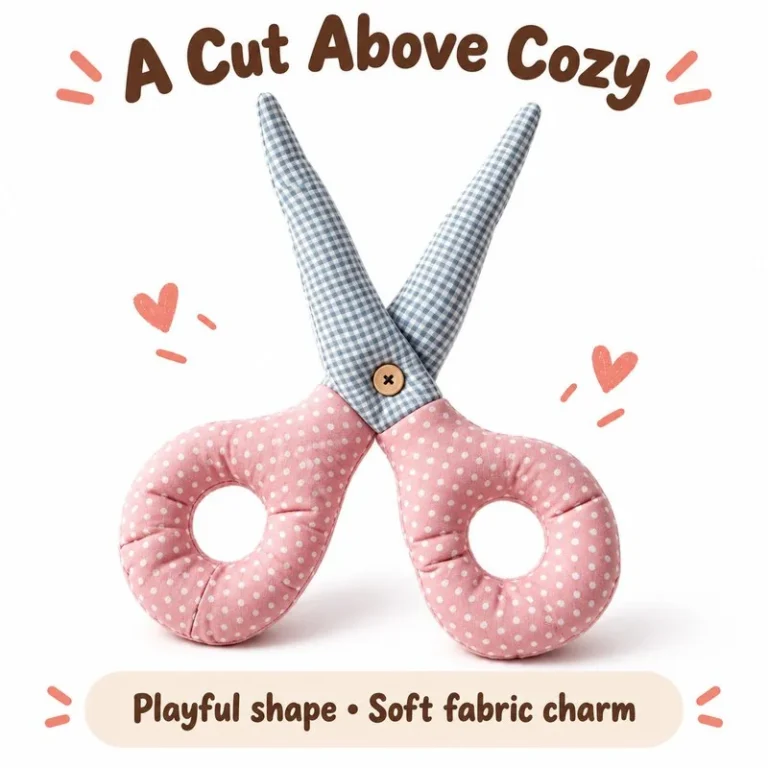 Pink Gingham Scissors Plush Pillow