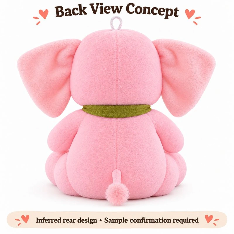 Pink Green Bandana Elephant Plush — reverse construction concept.