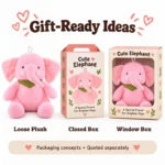 Pink Green Bandana Elephant Plush — optional packaging concept; final artwork, fit and quotation require confirmation.