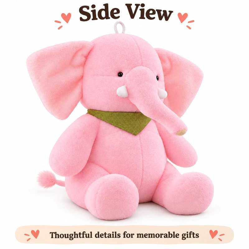 Pink Green Bandana Elephant Plush — additional angle concept.