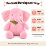 Pink Green Bandana Elephant Plush — proposed size reference; dimensions require sample confirmation.