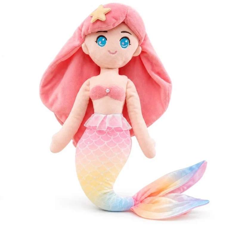 Pink Hair Rainbow Tail Mermaid Plush