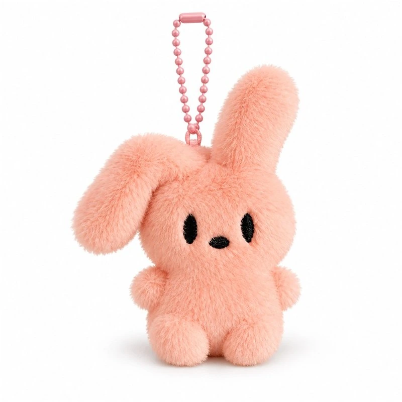 Pink Long Ear Bunny Plush Keychain