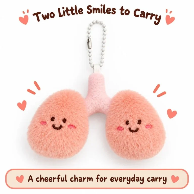 Pink Lungs Plush Keychain