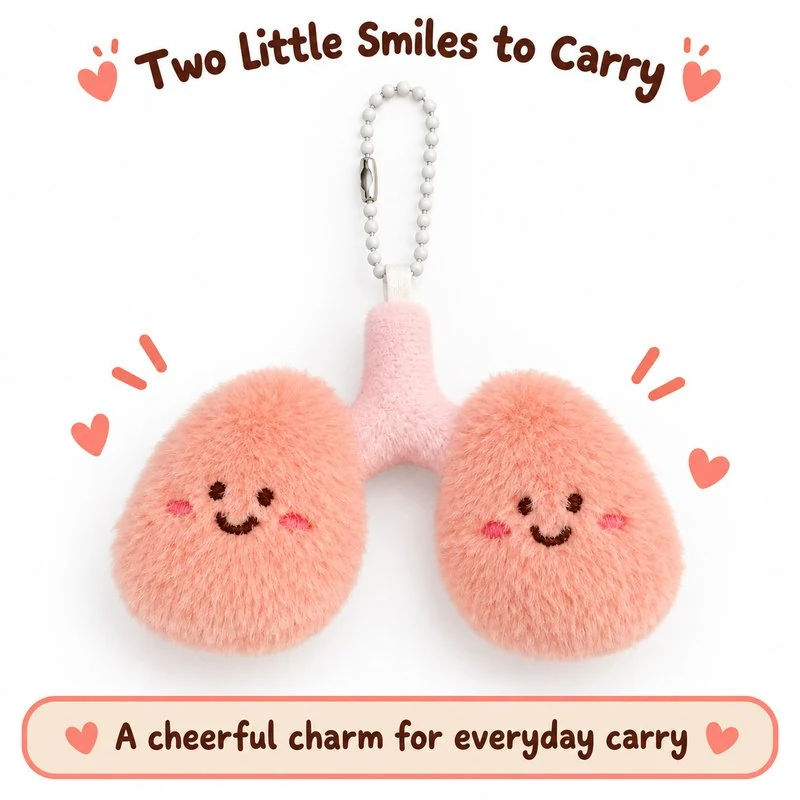 Pink Lungs Plush Keychain