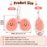 Pink Lungs Plush Keychain — proposed size reference; dimensions require sample confirmation.