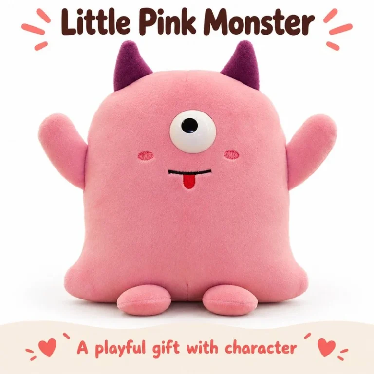Two Horn Pink One Eyed Monster Plush