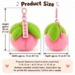 Pink Peach Plush Keychain — proposed size reference; dimensions require sample confirmation.