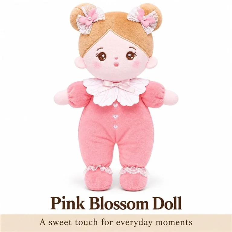 Pink Romper Double Bun Cloth Doll