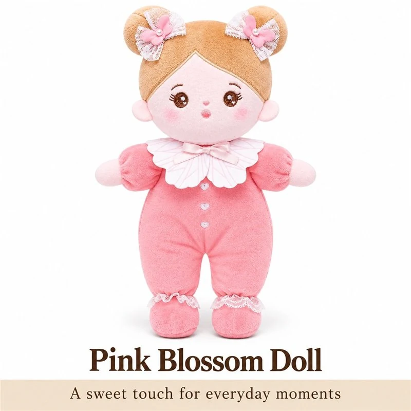 Pink Romper Double Bun Cloth Doll