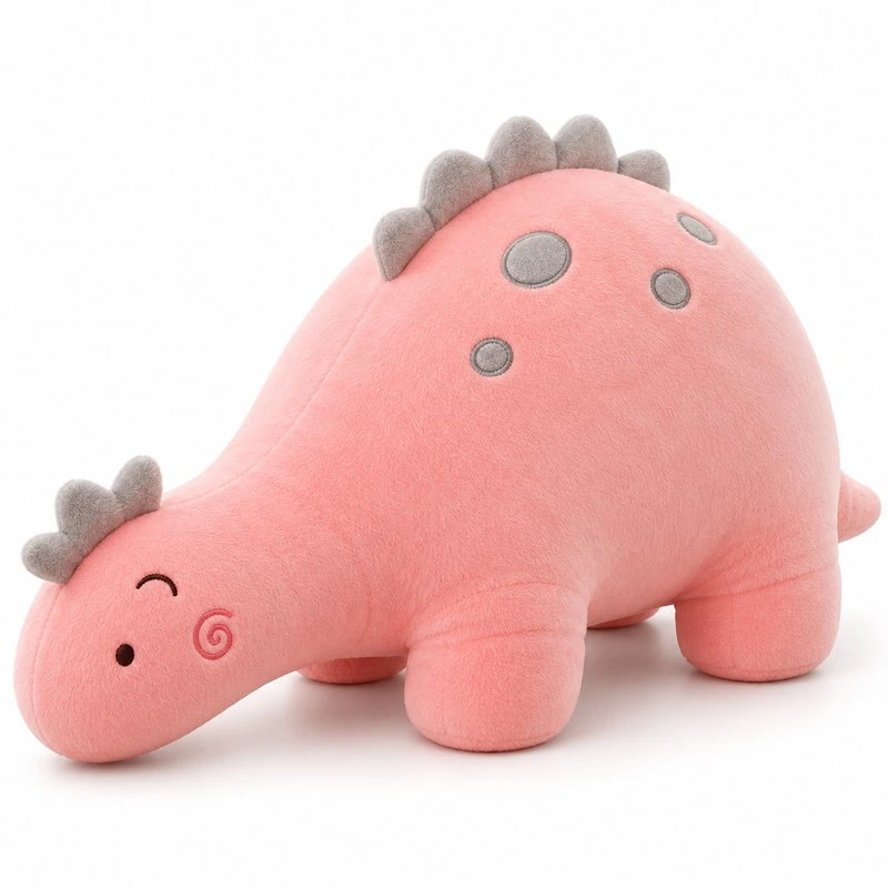 Long Body Pink Dinosaur Plush; AI concept reference, final sample and specifications to be confirmed.