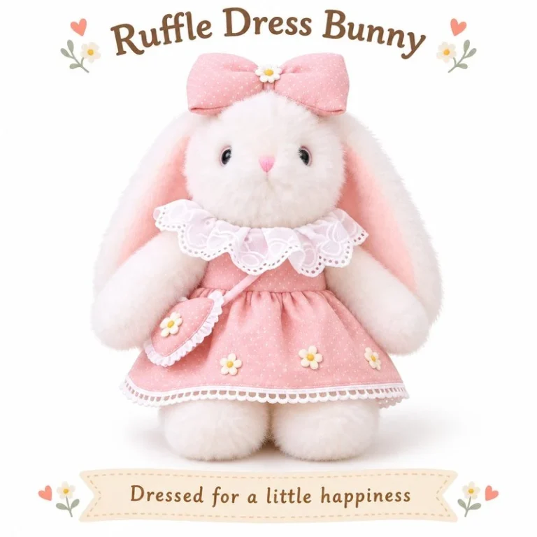 Pink Ruffle Dress Lop Ear Bunny Plush